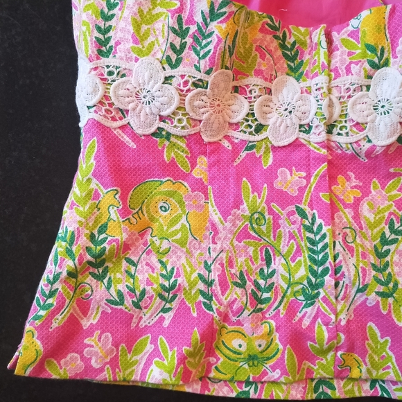Lilly Pulitzer Super Cute Pink & Green Lace Halter neck Top 6 - Picture 4 of 6